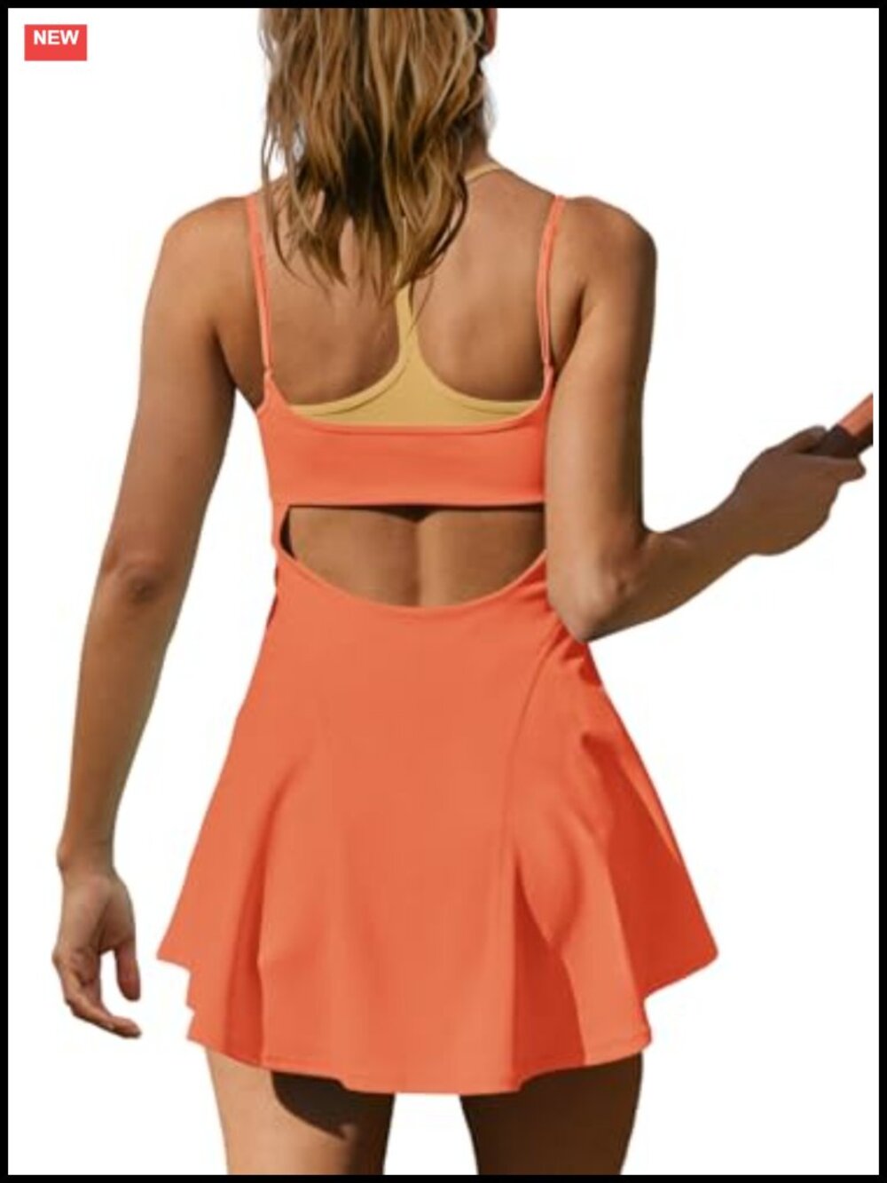 Yanekop Women's Tennis Dress with Shorts & Bra Athletic Romper Mini - Picture 3 of 6